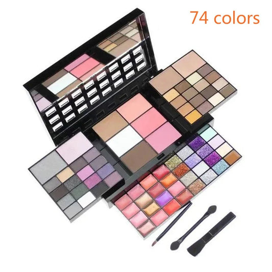 74 Colors Glitter Eyeshadow Palette Matte Waterproof Long Lasting Pressed Powder Cosmetics Kit  Fashion Women MakeUp Tools