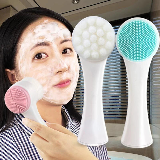 Facial Cleansing Brush, Double Sided Clean & Exfoliating & Massage Soft, Silicon Face Pore Cleanse