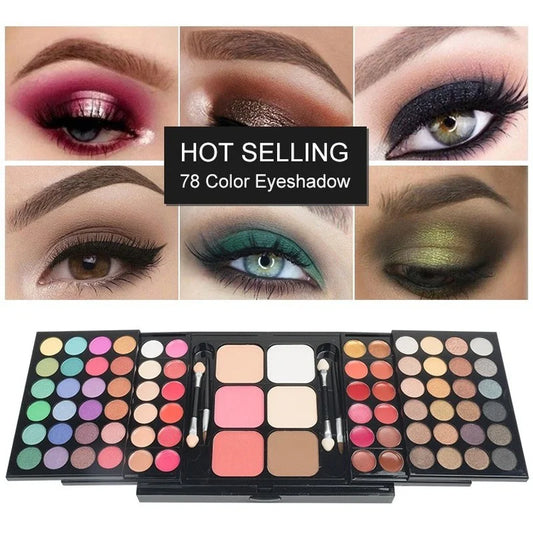 78 Colors Glitter Eyeshadow Palette Matte Waterproof ,Women MakeUp Tools